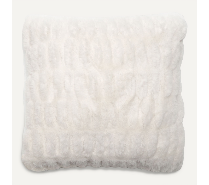 Coussin 45x45 Cm Zibeline En Fausse Fourrure Blanc Neige
