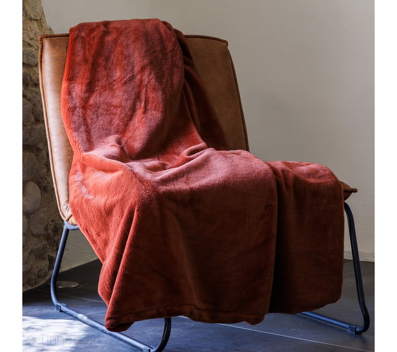 Plaid 130x170 Cm Woodland Fausse Fourrure Rouge Piment