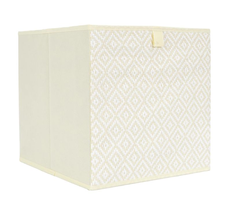 Cube De Rangement 30x30x30 Cm Collection Braid Motif Tressé Blanc 27l