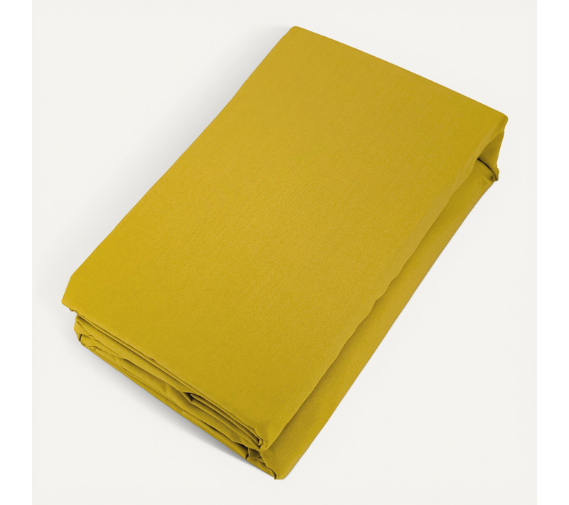Drap Housse Uni 140x190 Cm Bonnet 35 Cm Percale De Coton Manoir Jaune Moutarde