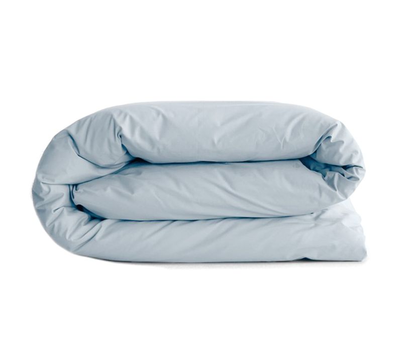 Housse De Couette Uni 260x240 Cm Percale De Coton Manoir Bleu Glacier