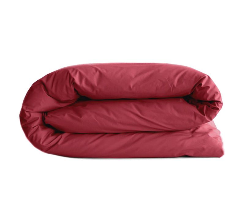 Housse De Couette Uni 240x220 Cm Percale De Coton Manoir Rouge Carmin