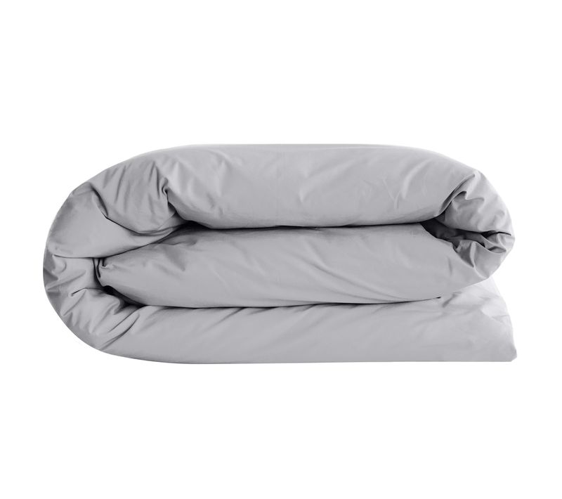 Housse De Couette Uni 140x200 Cm Percale De Coton Manoir Gris Acier