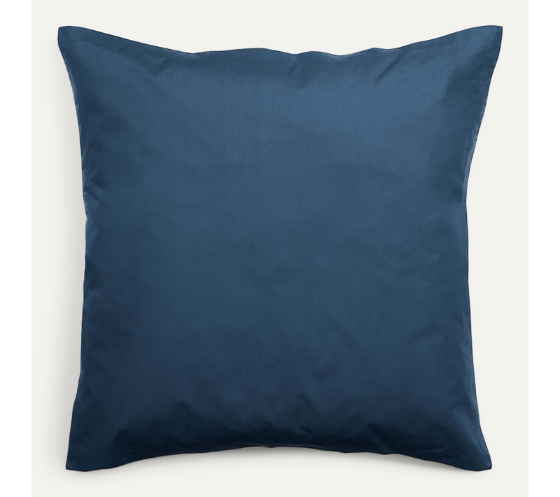 Taie D'oreiller Volants Plats 65x65 Cm Percale Manoir Bleu Marine