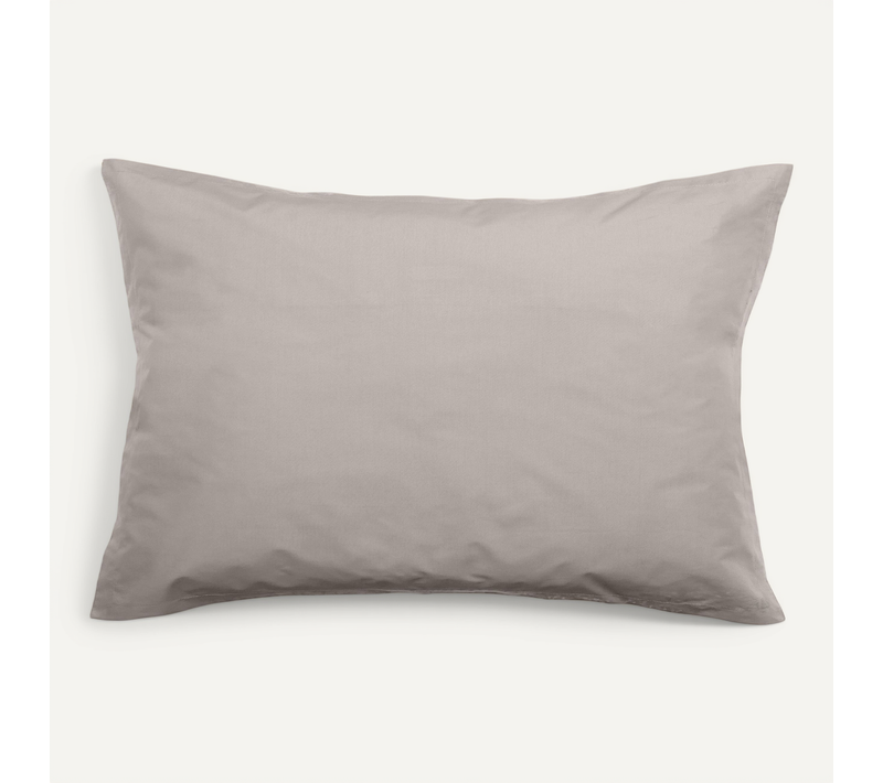 Taie D'oreiller Volants Plats 50x70 Cm Percale Manoir Gris Cendre