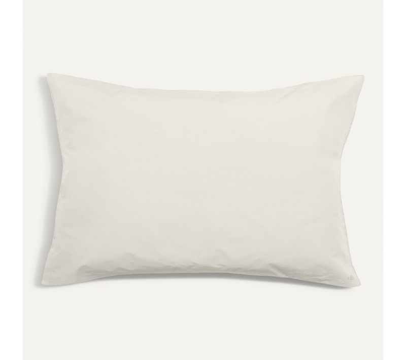 Taie D'oreiller Volants Plats 50x70 Cm Percale De Coton Manoir Ivoire