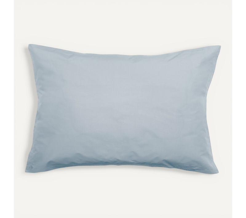 Taie D'oreiller Volants Plats 50x70 Cm Percale Manoir Bleu Glacier