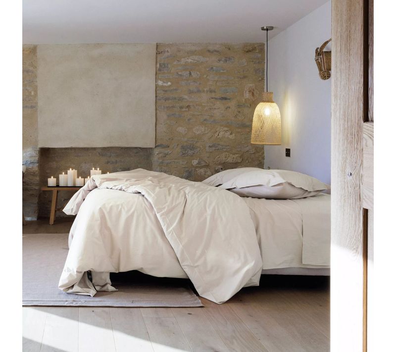 Parure De Lit 200x200 Cm Set 65x65 Cm Percale Manoir Ivoire