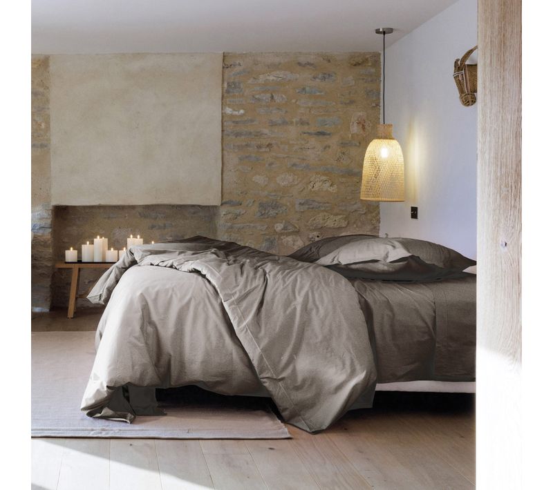 Parure De Lit 280x240 Cm Set 50x70 Cm Percale Manoir Gris Cendre