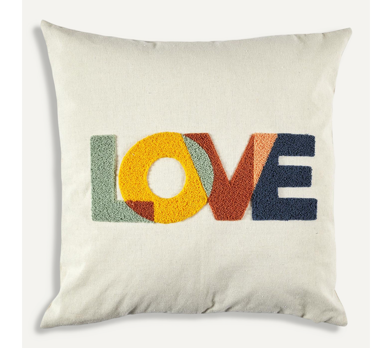 Coussin Tufté 40x40 Cm Collection Color Modèle Love Multicolore