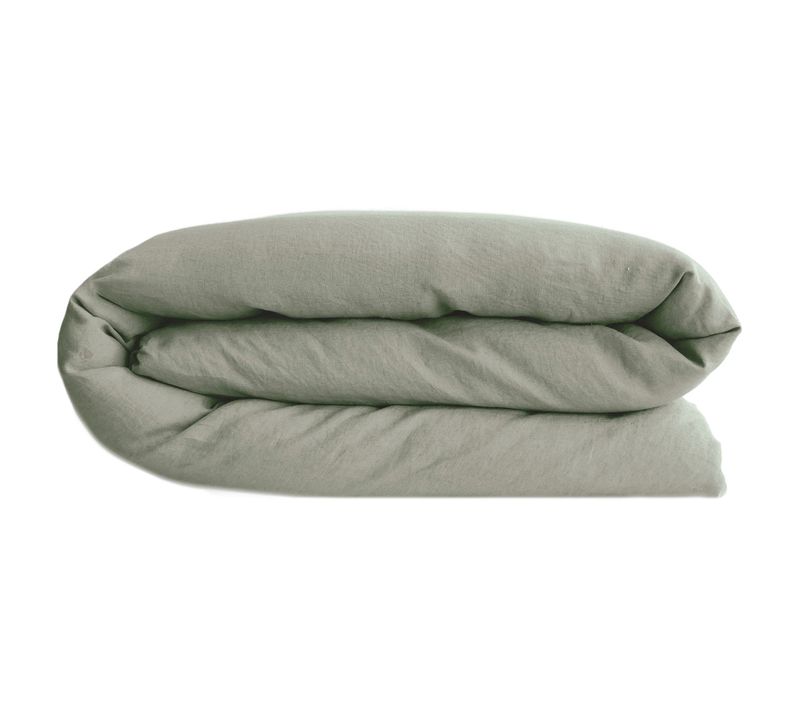 Housse De Couette Palace Pur Coton Lavé 200x200 Cm Uni Vert Laurier