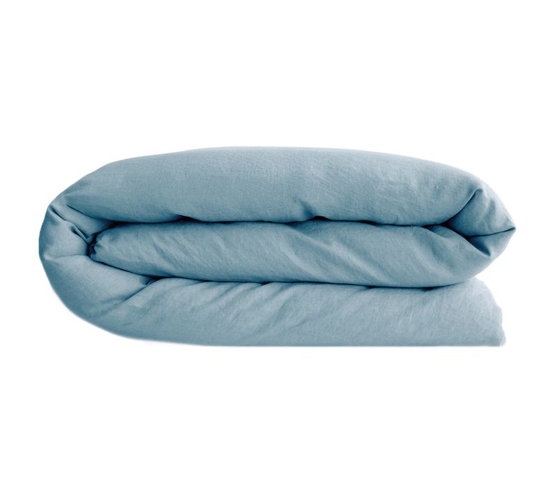 Housse De Couette Palace Pur Coton Lavé 200x200 Cm Uni Bleu Topaze