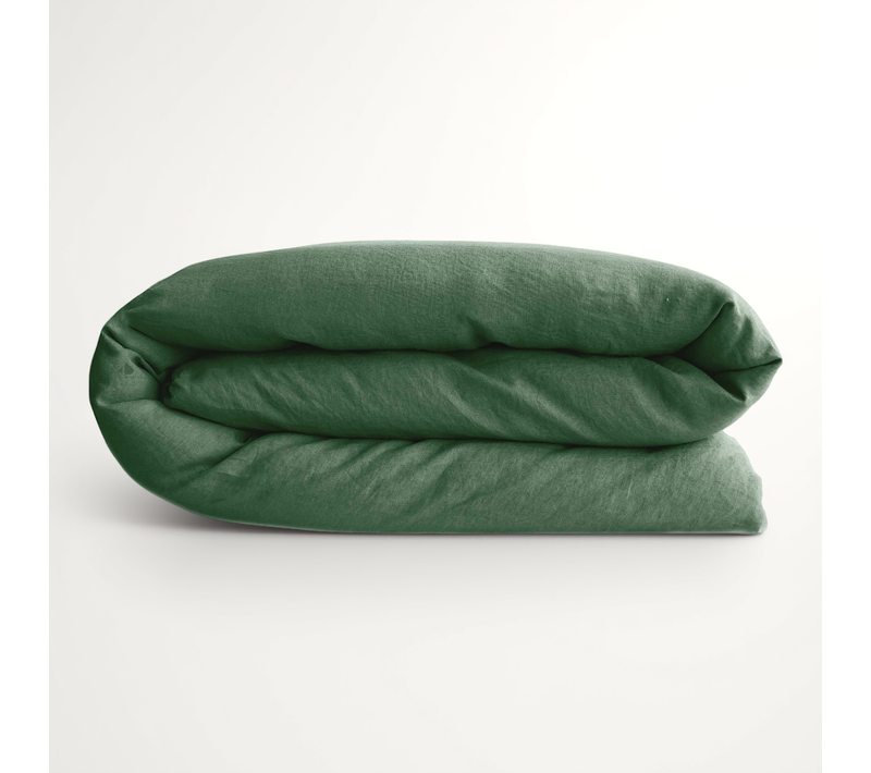Housse De Couette Palace Pur Coton Lavé 240x220 Cm Uni Vert Cedre