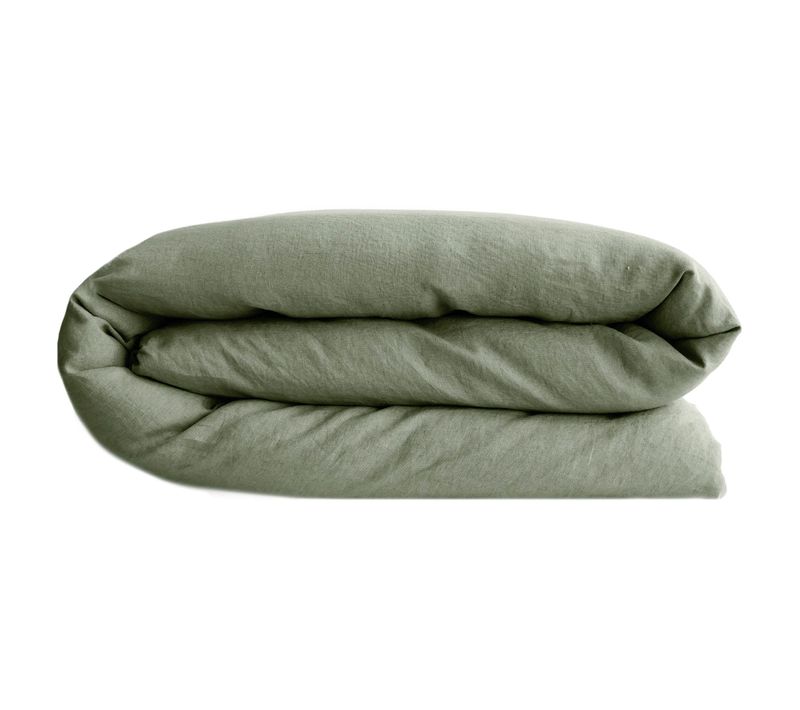 Housse De Couette Palace Pur Coton Lavé 240x220 Cm Uni Vert Sauge