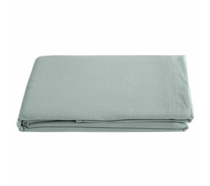 Drap Plat Palace Pur Coton Lavé 240x290 Cm Uni Vert Lichen