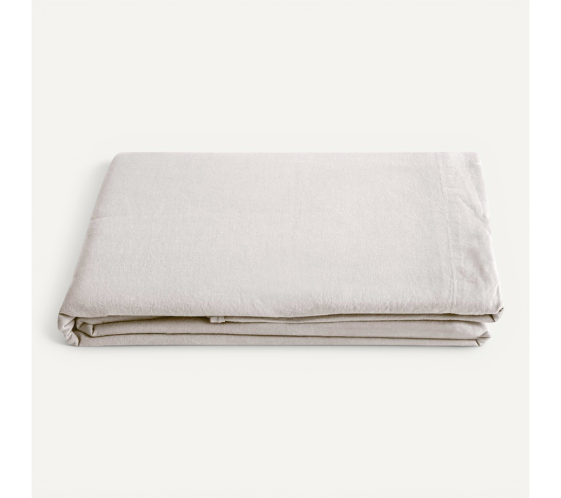Drap Plat Palace Pur Coton Lavé 240x290 Cm Uni Beige Naturel