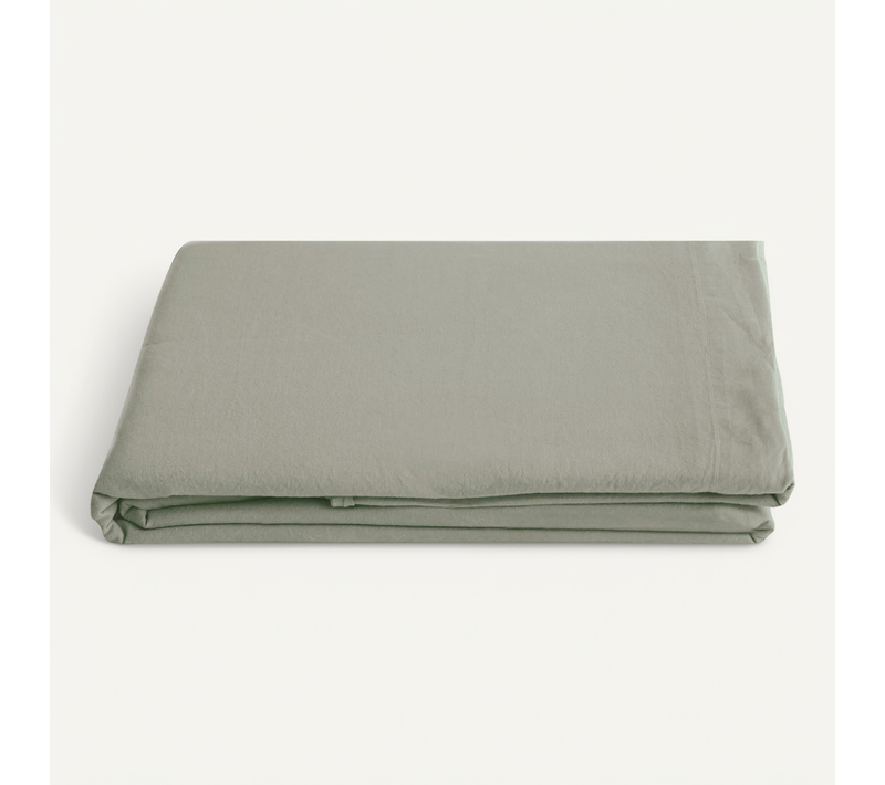 Drap Plat Palace Pur Coton Lavé 270x290 Cm Uni Vert Laurier