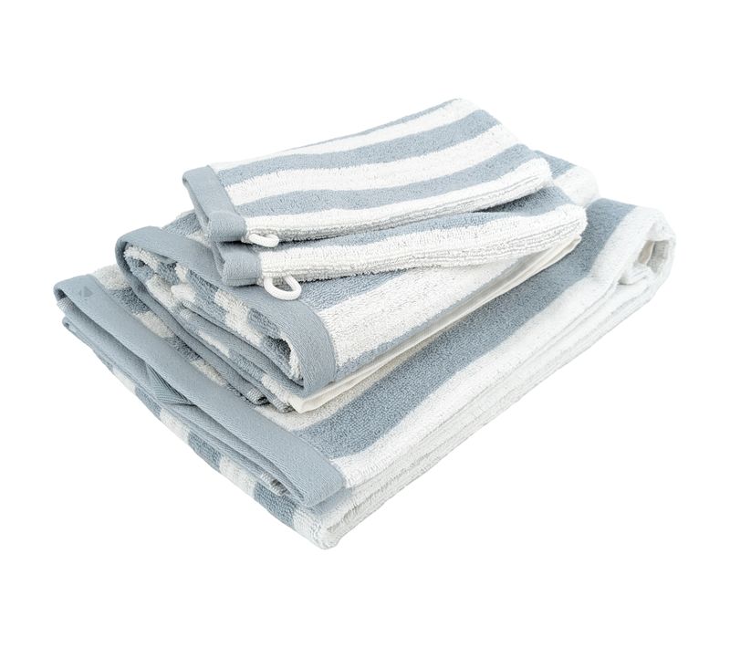 Parure De Bain Coton Collection Efficience Stripes 4 Pièces Bleu Capri