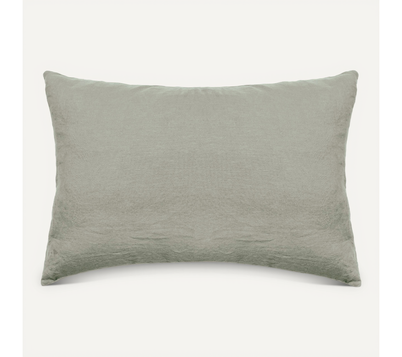 Taie D'oreiller Palace Pur Coton Lavé 50x70 Cm Uni Vert Laurier