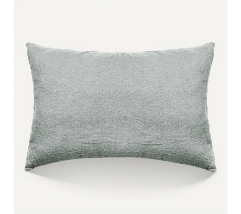 Taie D'oreiller Palace Pur Coton Lavé 50x70 Cm Uni Vert Lichen
