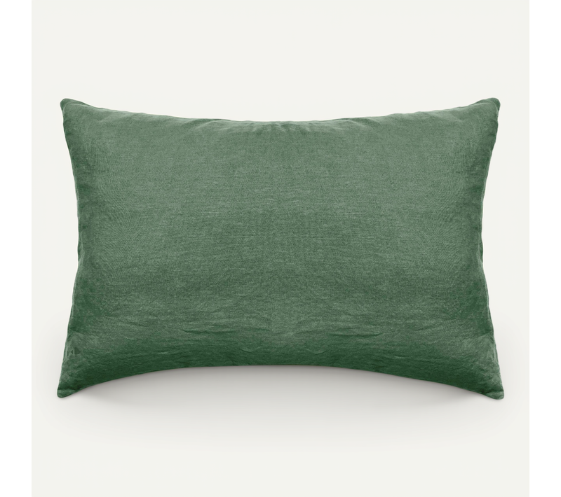 Taie D'oreiller Palace Pur Coton Lavé 50x70 Cm Uni Vert Cèdre