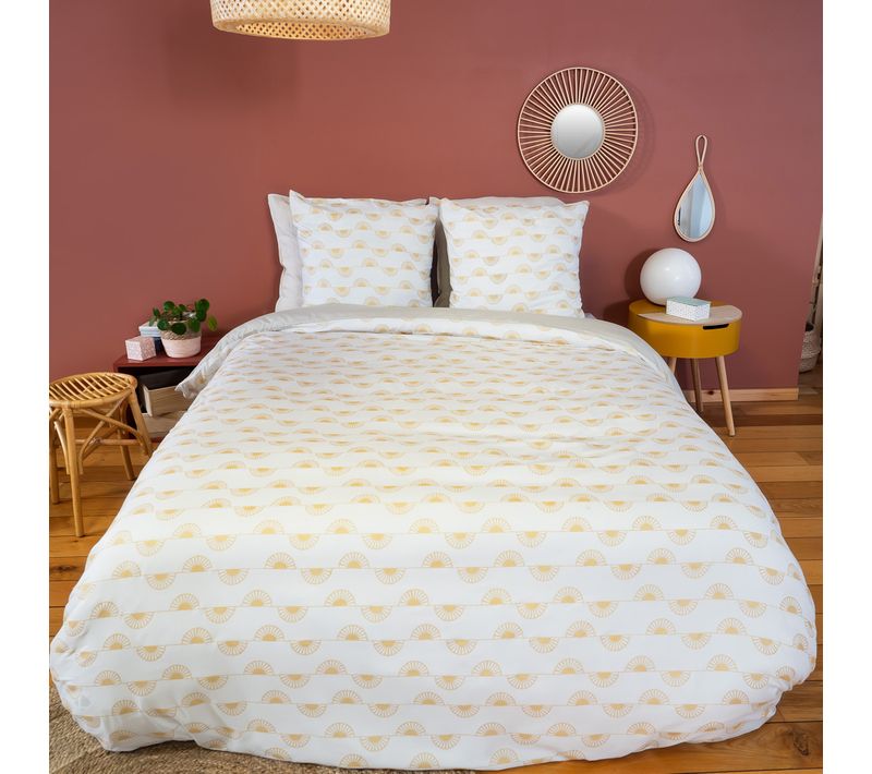 Parure De Lit Helis 140x200 Cm 100% Polyester Microfibre Blanc 2 Pièces