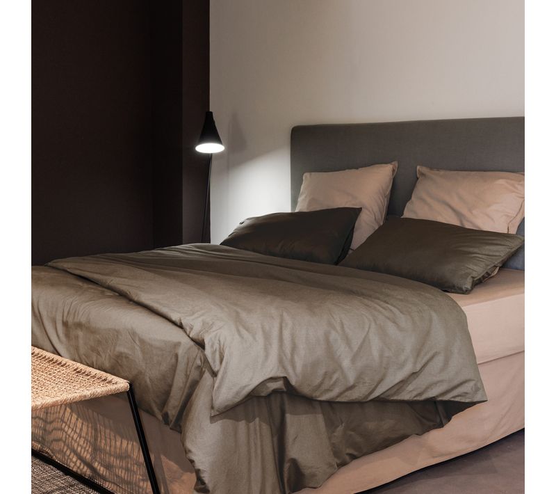 Parure De Lit 240x220 Cm Et 50x70 Cm Coton Lavé Palace Marron Tabac 3 Pièces