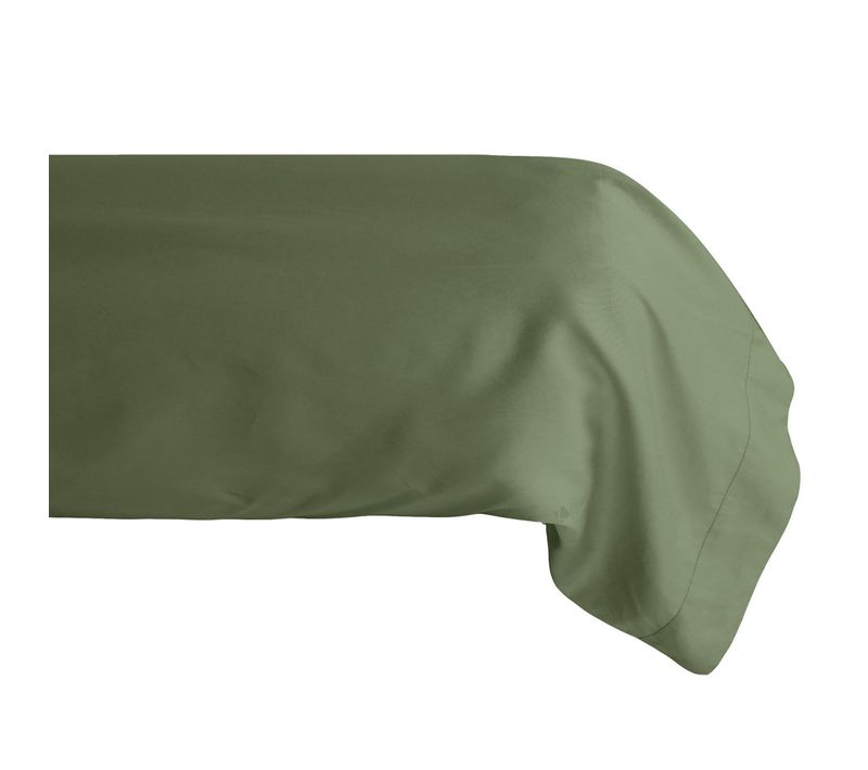 Taie De Traversin 43x190 Cm Percale De Coton Manoir Vert Mousse
