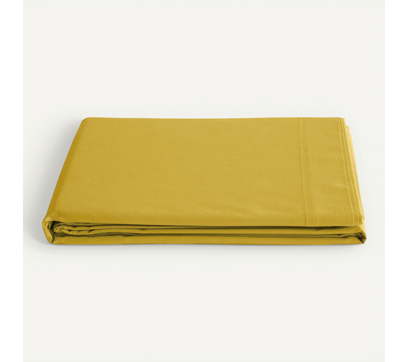 Drap Plat 240x300 Cm Percale De Coton Manoir Jaune Moutarde