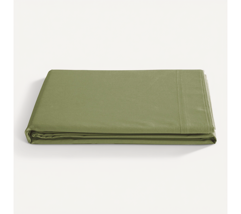 Drap Plat 240x300 Cm Percale De Coton Manoir Vert Mousse