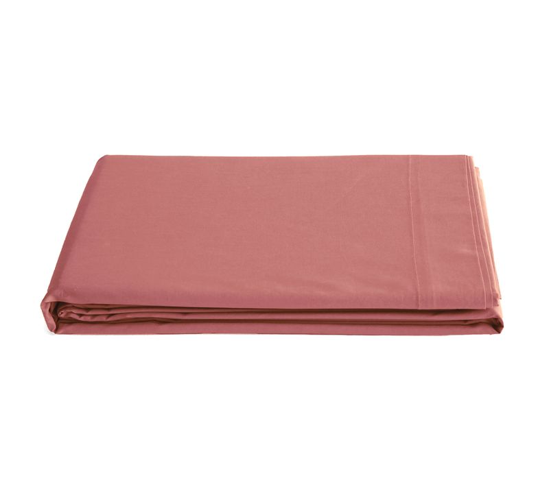 Drap Plat 240x300 Cm Percale De Coton Manoir Rose Pêche
