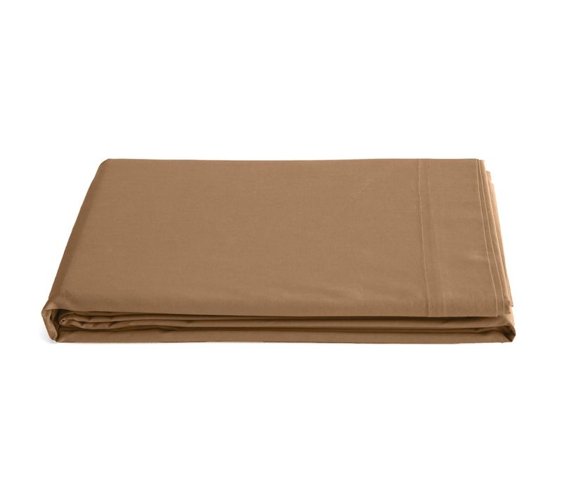 Drap Plat 240x300 Cm Percale De Coton Manoir Marron Cognac