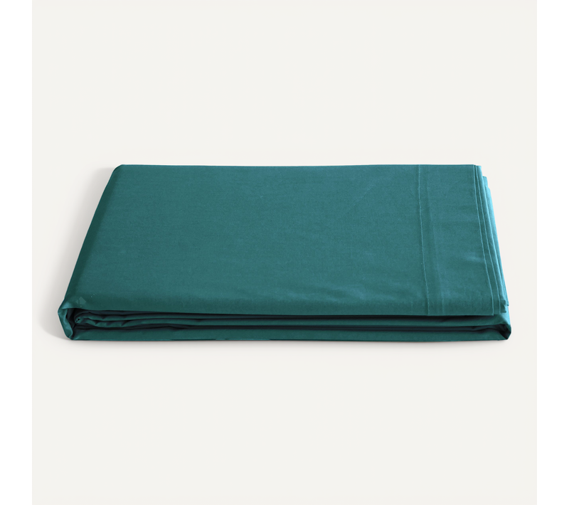 Drap Plat 180x290 Cm Percale De Coton Manoir Vert Canard
