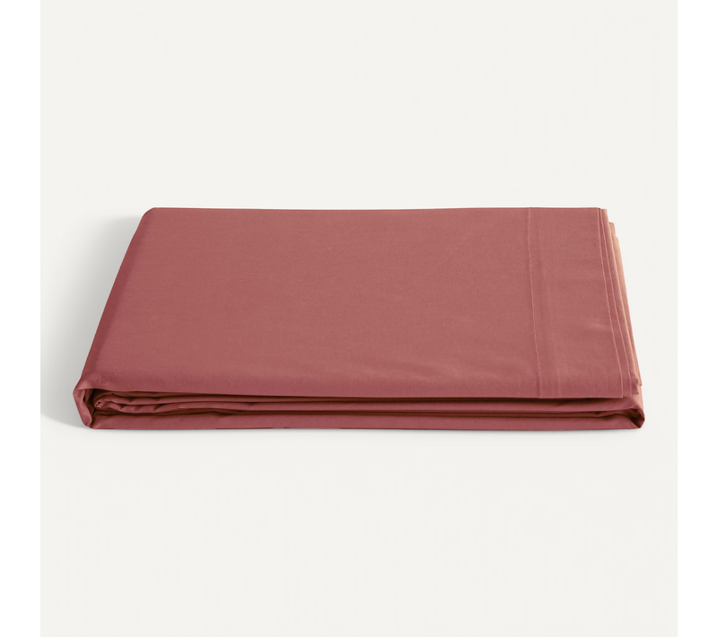 Drap Plat 180x290 Cm Percale De Coton Manoir Rose Pêche