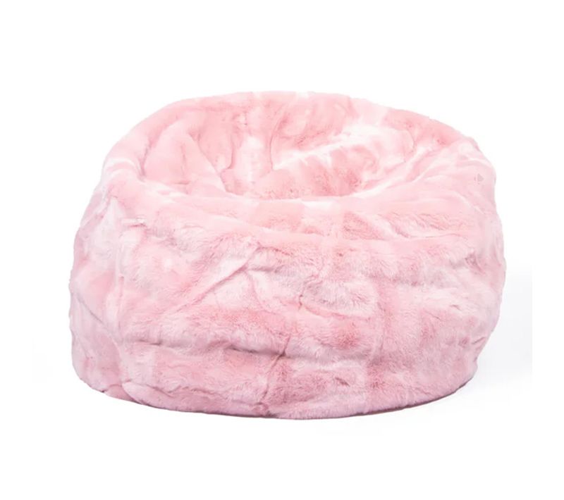 Pouf Fausse Fourrure Et Polyester Collection Soft Animals Rose Avec Remplissage
