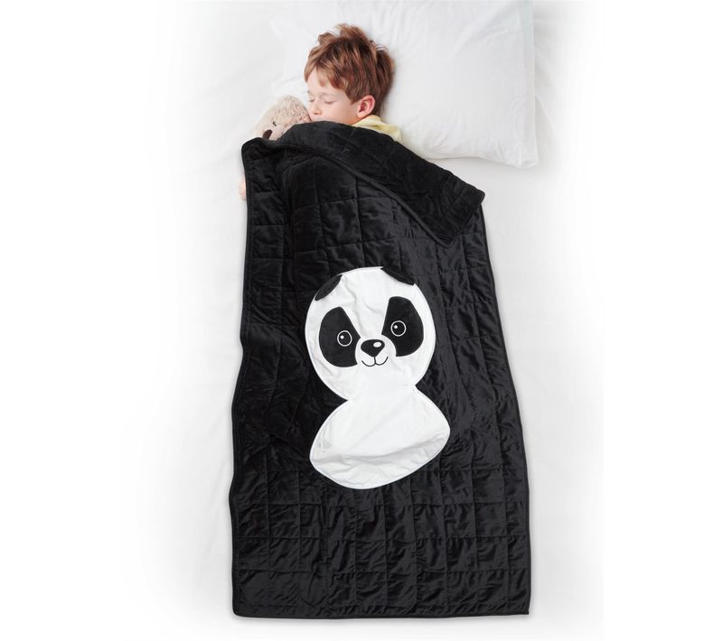 Coussin Plaid 100% Polyester 110x150 Cm Collection Animaux Panda Noir Et Blanc