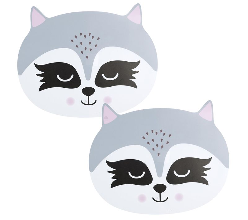 Lot De 2 Sets De Table D'animaux 33x41 Cm Collection Animaux Raton Laveur