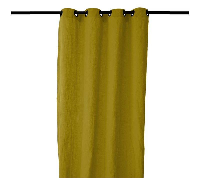 Rideau 8 Oeillets 140x280 Cm Opera Deco 50% Lin Et 50% Coton Vert Jasmin