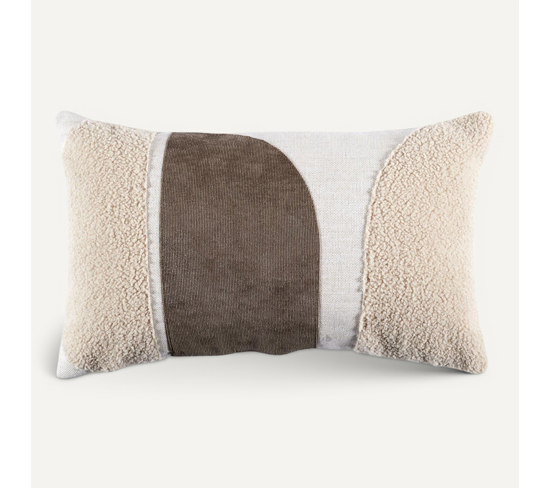 Coussin Bicolore Moderne 30x50 Cm Collection Crush Beige Et Crème
