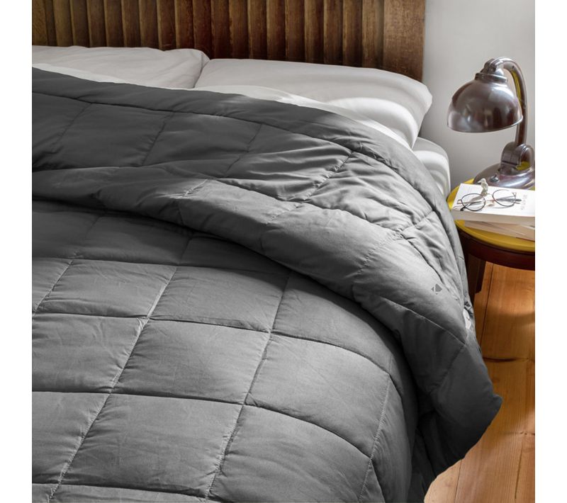 Edredon En Polyester Et Microfibre 140x160 Cm Lazy Gris Acier