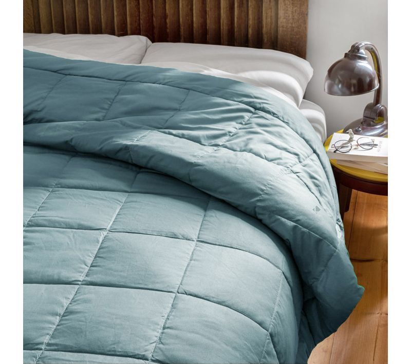 Edredon En Polyester Et Microfibre 140x160 Cm Lazy Bleu Orage