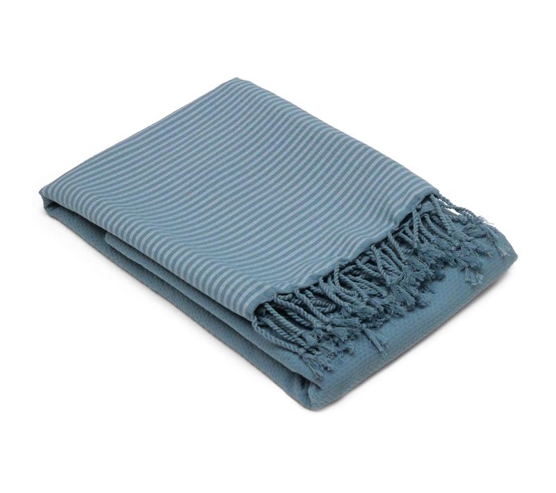 Drap De Plage Nid D'abeille 100x200 Cm Coton 230 G/m² Bleu Topaze