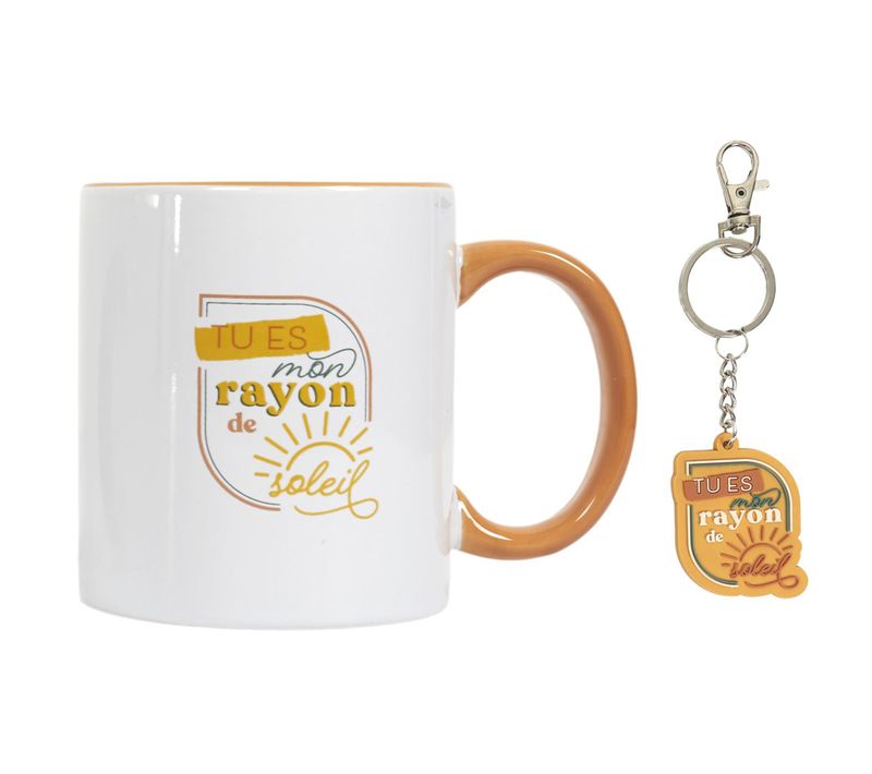 Mug En Céramique 30 Cl Et Son Porte Clé Collection Pampelonne Orange