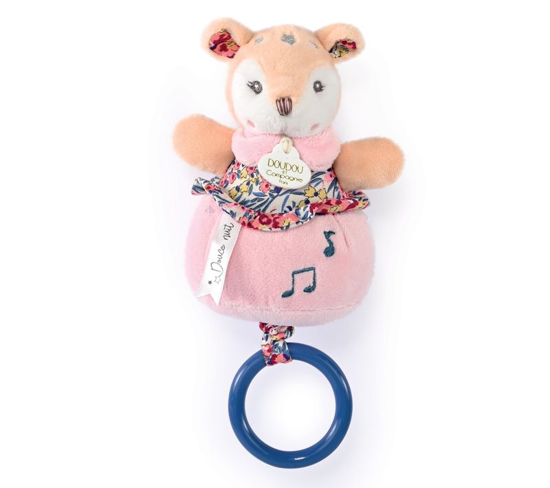 Doudou Musique 14 Cm Polyester Boh'aime Faon Rose Multicolore