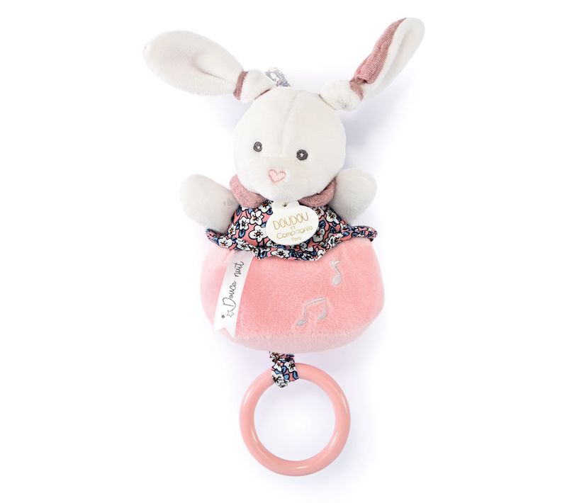 Doudou Musique 14 Cm Polyester Boh'aime Lapin Rose Multicolore