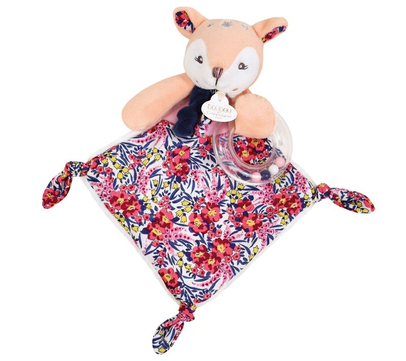 Doudou Hochet 22 Cm Polyester Boh'aime Faon Rose Multicolore