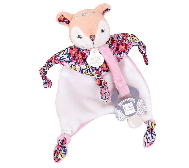 Doudou Sucette 20 Cm Polyester Boh'aime Faon Rose Multicolore