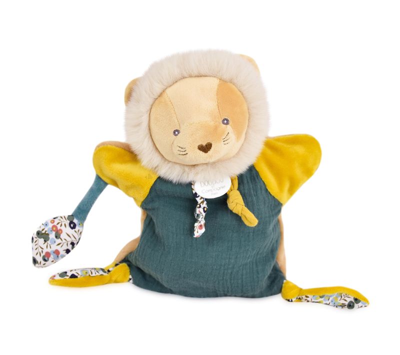 Doudou Marionnette 25 Cm Polyester Boh'aime Lion Jaune Multicolore