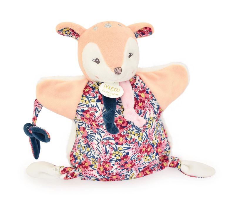 Doudou Marionnette 25 Cm Polyester Boh'aime Faon Rose Multicolore