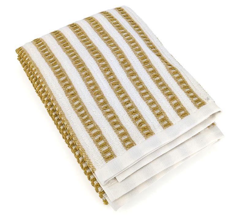 Drap De Douche Coton 70x140cm Santorini Rayures Jaune
